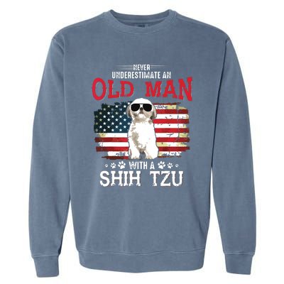 Never Underestimate An Old Man With A Shih Tzu Costume Gift Garment-Dyed Sweatshirt