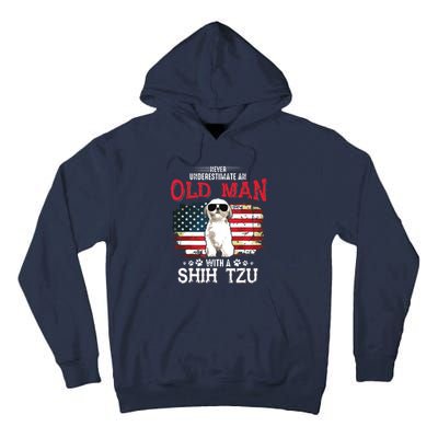 Never Underestimate An Old Man With A Shih Tzu Costume Gift Tall Hoodie