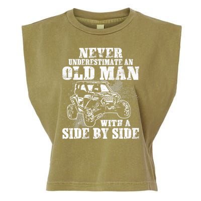 Never Underestimate An Old Man With A Side By Side SXS UTV Garment-Dyed Women's Muscle Tee