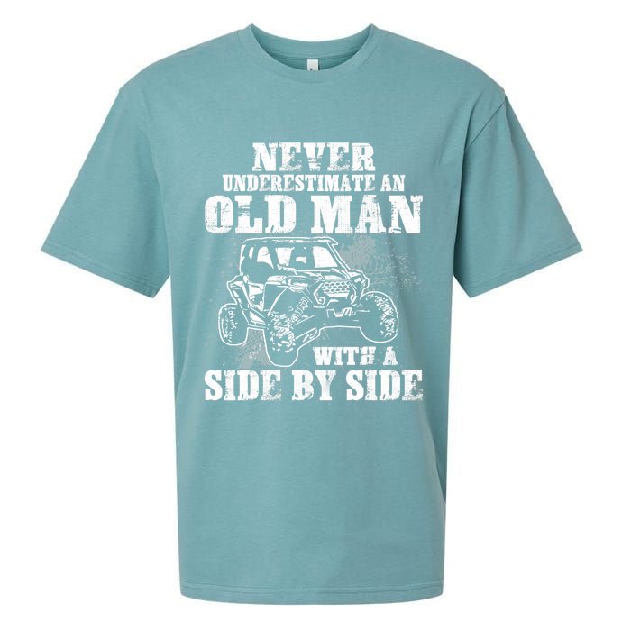 Never Underestimate An Old Man With A Side By Side SXS UTV Sueded Cloud Jersey T-Shirt