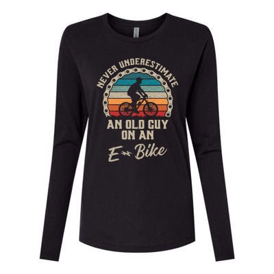 Never Underestimate An Old Guy On An Ebike Biking Womens Cotton Relaxed Long Sleeve T-Shirt