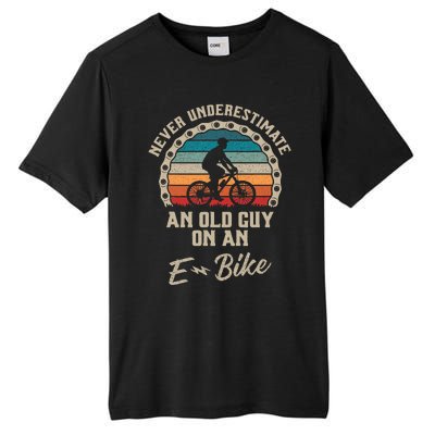 Never Underestimate An Old Guy On An Ebike Biking Tall Fusion ChromaSoft Performance T-Shirt