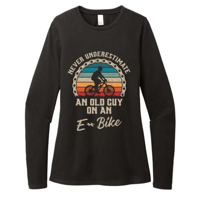 Never Underestimate An Old Guy On An Ebike Biking Womens CVC Long Sleeve Shirt