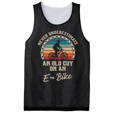 Never Underestimate An Old Guy On An Ebike Biking Mesh Reversible Basketball Jersey Tank