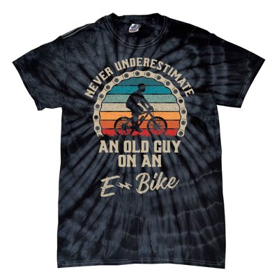 Never Underestimate An Old Guy On An Ebike Biking Tie-Dye T-Shirt