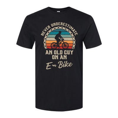 Never Underestimate An Old Guy On An Ebike Biking Softstyle CVC T-Shirt