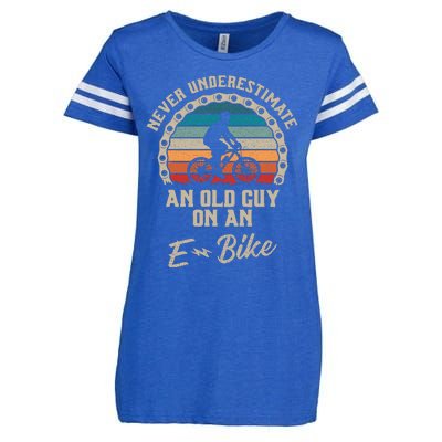 Never Underestimate An Old Guy On An Ebike Biking Enza Ladies Jersey Football T-Shirt