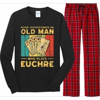 Never Underestimate An Old Man Who Plays Euchre Long Sleeve Pajama Set