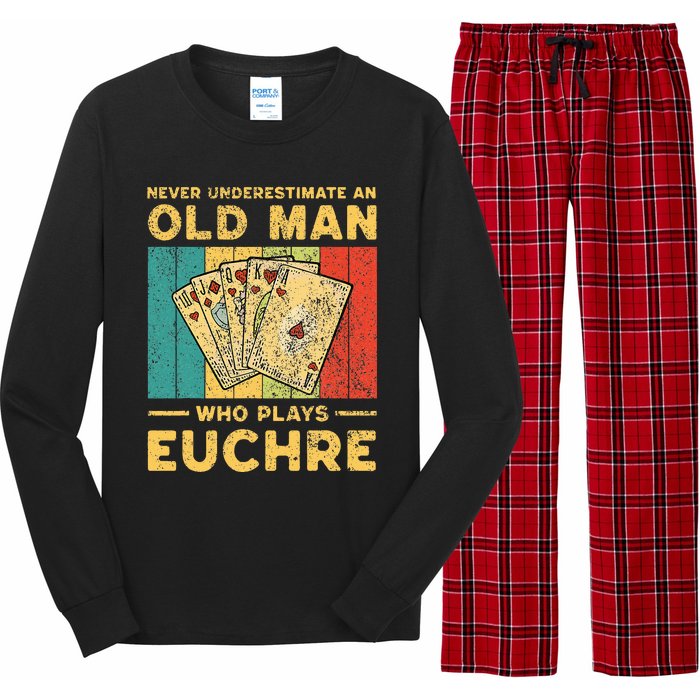 Never Underestimate An Old Man Who Plays Euchre Long Sleeve Pajama Set