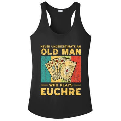 Never Underestimate An Old Man Who Plays Euchre Ladies PosiCharge Competitor Racerback Tank