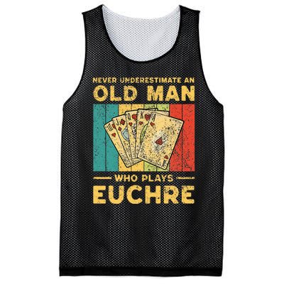 Never Underestimate An Old Man Who Plays Euchre Mesh Reversible Basketball Jersey Tank