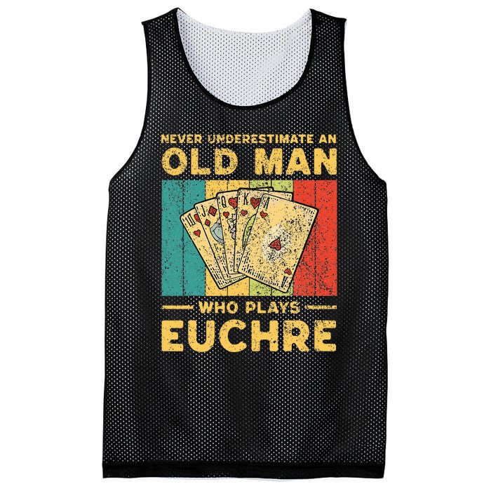 Never Underestimate An Old Man Who Plays Euchre Mesh Reversible Basketball Jersey Tank