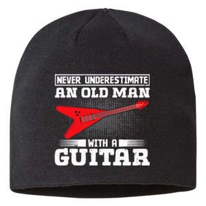 Never Underestimate An Old Man With A Guitar Sustainable Beanie