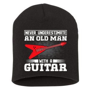 Never Underestimate An Old Man With A Guitar Short Acrylic Beanie