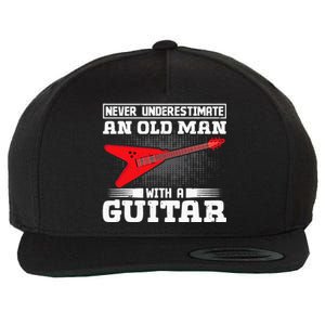 Never Underestimate An Old Man With A Guitar Wool Snapback Cap