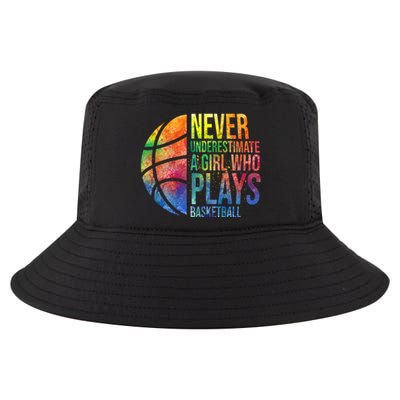 Never Underestimate A Who Plays Basketball Great Gift Basketball Gift Cool Comfort Performance Bucket Hat