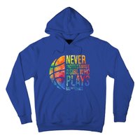 Never Underestimate A Who Plays Basketball Great Gift Basketball Gift Hoodie