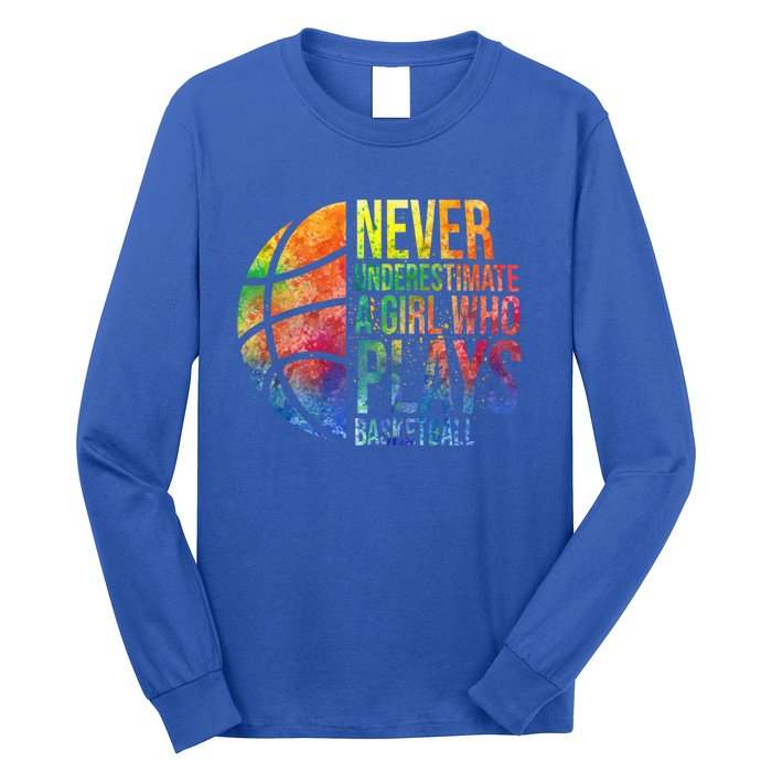 Never Underestimate A Who Plays Basketball Great Gift Basketball Gift Long Sleeve Shirt