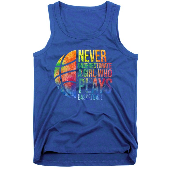 Never Underestimate A Who Plays Basketball Great Gift Basketball Gift Tank Top