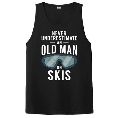 Never Underestimate An Old On Skis Winter Sport Skier Gift PosiCharge Competitor Tank