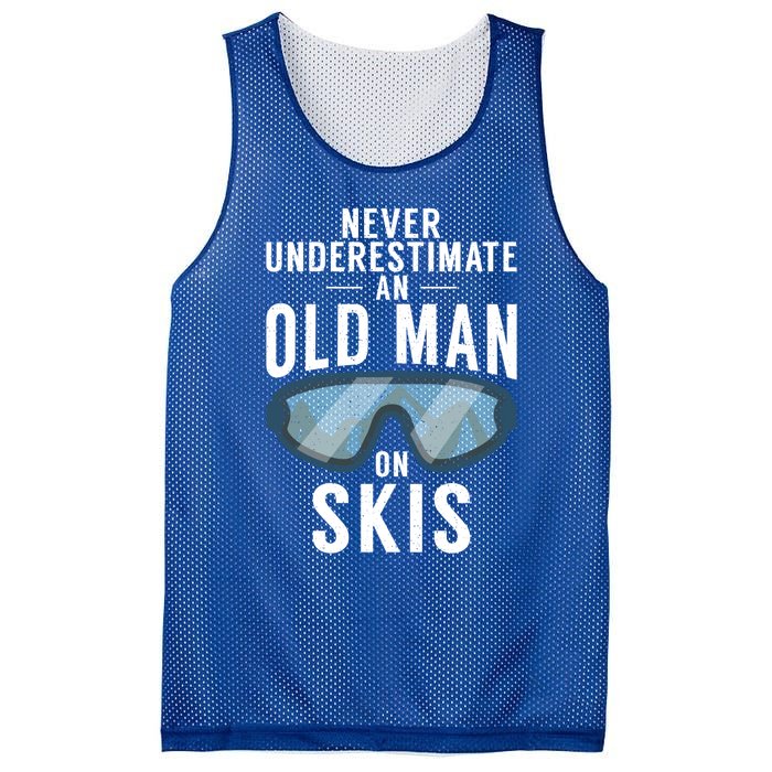 Never Underestimate An Old On Skis Winter Sport Skier Gift Mesh Reversible Basketball Jersey Tank