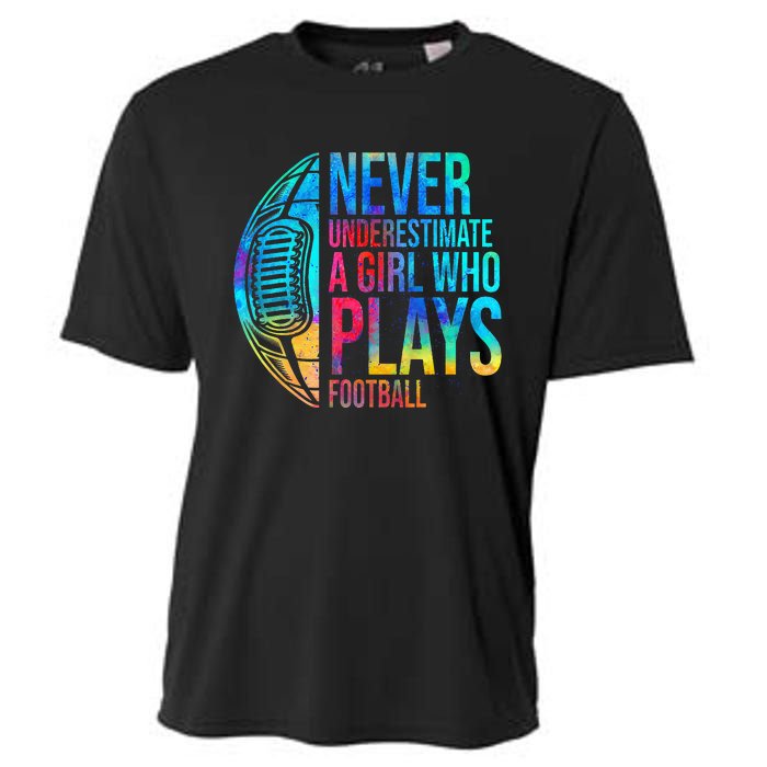 Never Underestimate A  Who Plays Football  Power Cooling Performance Crew T-Shirt