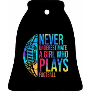 Never Underestimate A  Who Plays Football  Power Ceramic Bell Ornament