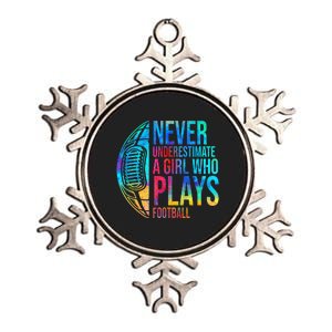 Never Underestimate A  Who Plays Football  Power Metallic Star Ornament