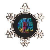 Never Underestimate A  Who Plays Football  Power Metallic Star Ornament