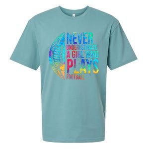 Never Underestimate A  Who Plays Football  Power Sueded Cloud Jersey T-Shirt