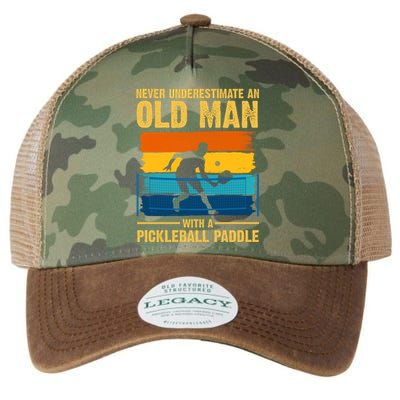 Never Underestimate An Old Man With A Pickleball Paddle Legacy Tie Dye Trucker Hat