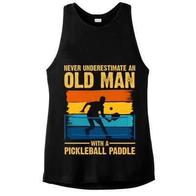 Never Underestimate An Old Man With A Pickleball Paddle Ladies PosiCharge Tri-Blend Wicking Tank