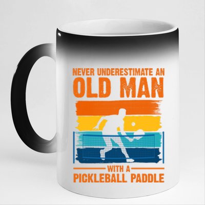 Never Underestimate An Old Man With A Pickleball Paddle 11oz Black Color Changing Mug