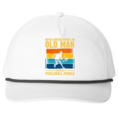 Never Underestimate An Old Man With A Pickleball Paddle Snapback Five-Panel Rope Hat