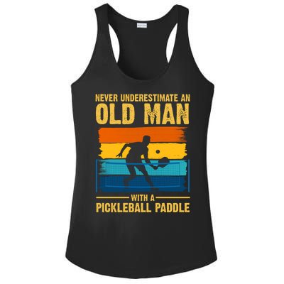 Never Underestimate An Old Man With A Pickleball Paddle Ladies PosiCharge Competitor Racerback Tank