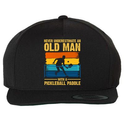 Never Underestimate An Old Man With A Pickleball Paddle Wool Snapback Cap