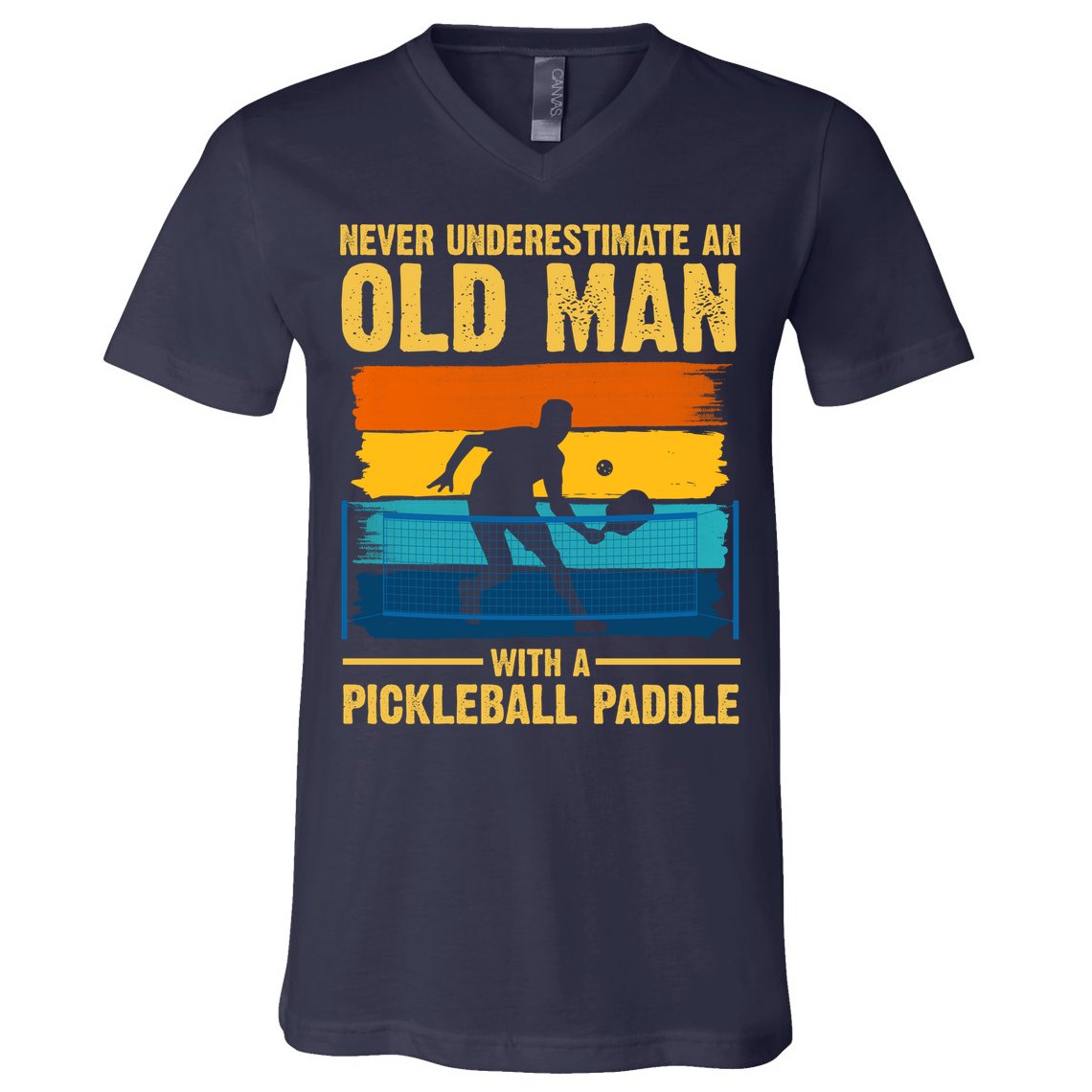 Never Underestimate An Old Man With A Pickleball Paddle V-Neck T-Shirt