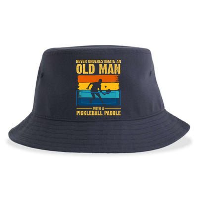 Never Underestimate An Old Man With A Pickleball Paddle Sustainable Bucket Hat