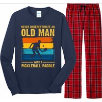 Never Underestimate An Old Man With A Pickleball Paddle Long Sleeve Pajama Set