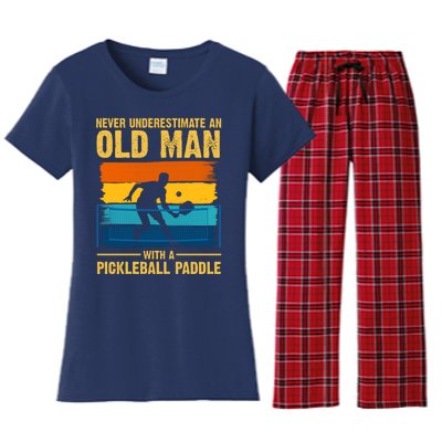 Never Underestimate An Old Man With A Pickleball Paddle Women's Flannel Pajama Set