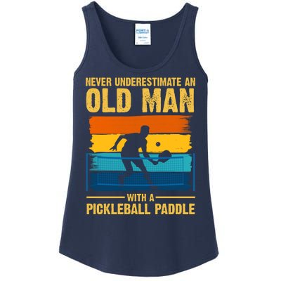 Never Underestimate An Old Man With A Pickleball Paddle Ladies Essential Tank