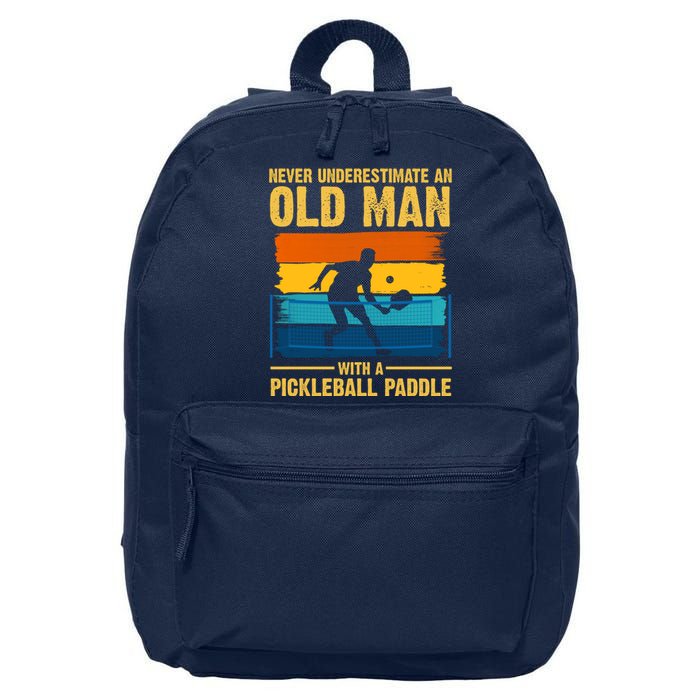 Never Underestimate An Old Man With A Pickleball Paddle 16 in Basic Backpack