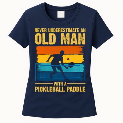 Never Underestimate An Old Man With A Pickleball Paddle Womens T-Shirt