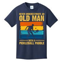 Never Underestimate An Old Man With A Pickleball Paddle Kids T-Shirt