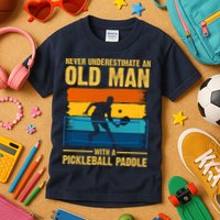 Never Underestimate An Old Man With A Pickleball Paddle Kids T-Shirt