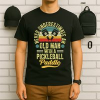 Never Underestimate An Old Man With A Pickleball Paddle T-Shirt