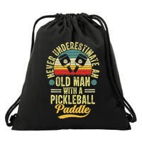 Never Underestimate An Old Man With A Pickleball Paddle Drawstring Bag