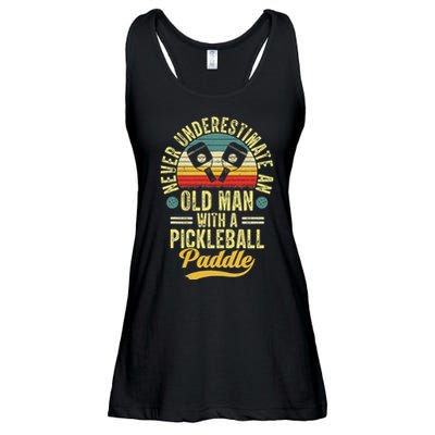 Never Underestimate An Old Man With A Pickleball Paddle Ladies Essential Flowy Tank