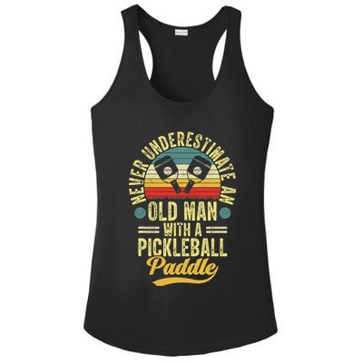 Never Underestimate An Old Man With A Pickleball Paddle Ladies PosiCharge Competitor Racerback Tank