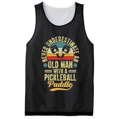Never Underestimate An Old Man With A Pickleball Paddle Mesh Reversible Basketball Jersey Tank